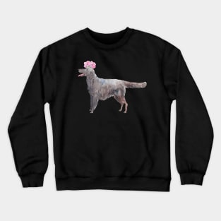 Flatcoated retriever with flower Crewneck Sweatshirt